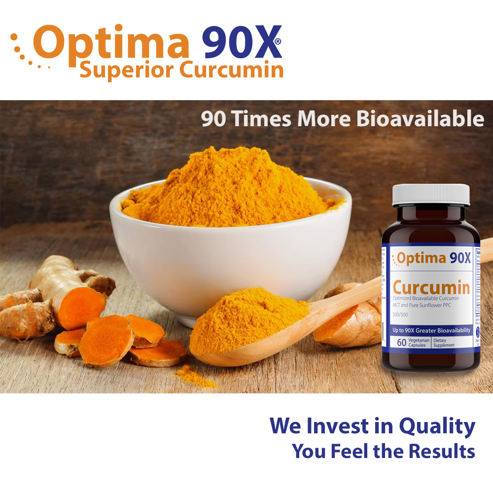 Optima 90X Curcumin - Super Enhanced with a 90X Bioavailability and ~9000% Better Absorption