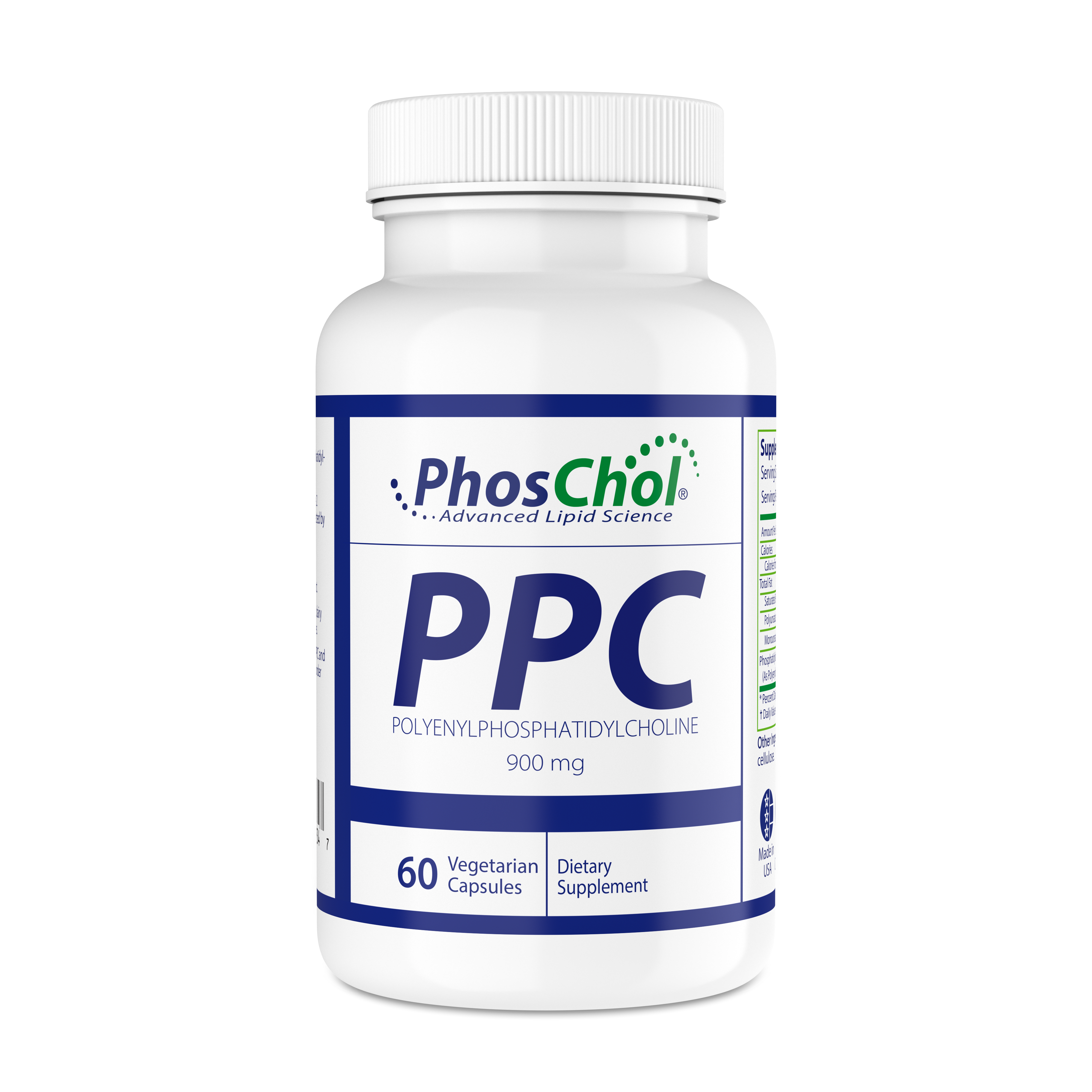 PhosChol 900 60ct. Veggie Cap Pharmaceutical Grade PPC For Cellular Repair and Healthy Gut, Liver, Brain Function