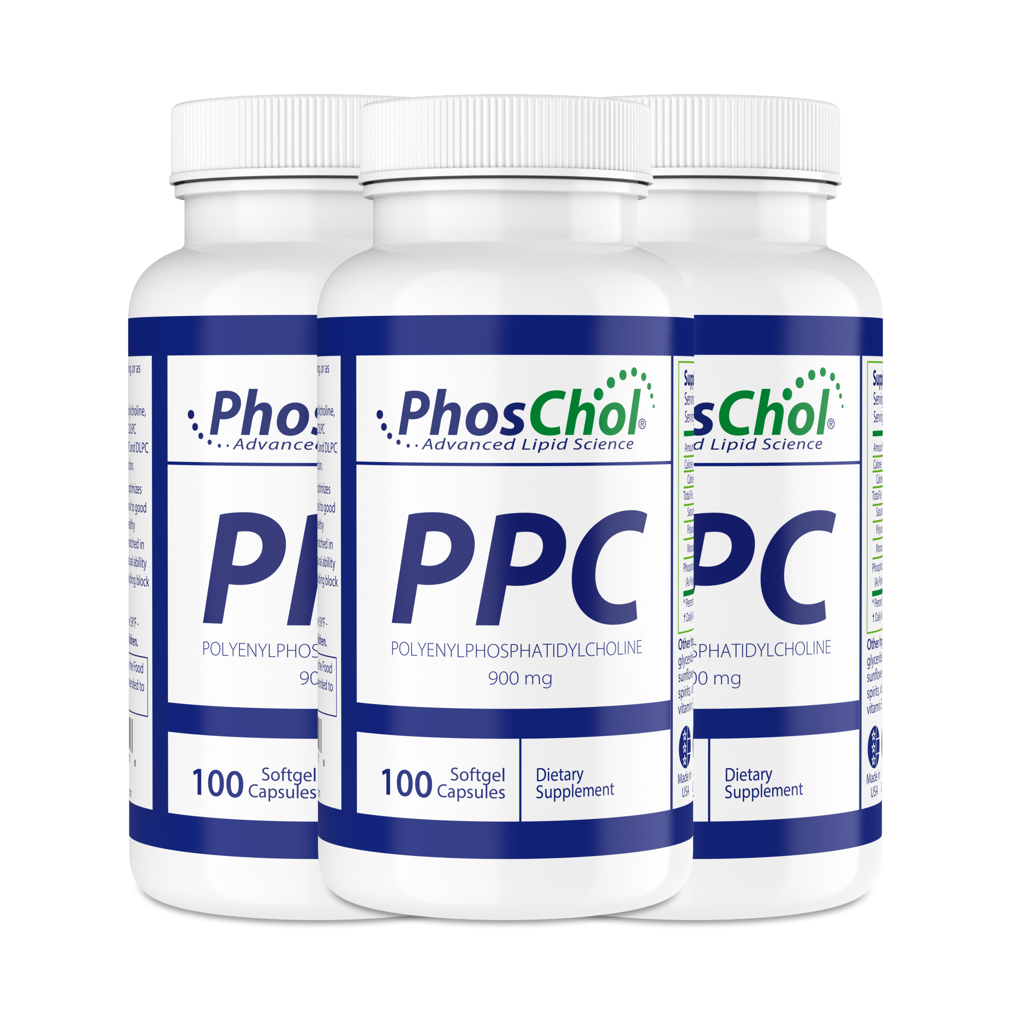 PhosChol 900 - 100Ct. Softgel 3 Pack Bundle Pharmaceutical Grade PPC - Nutrasal