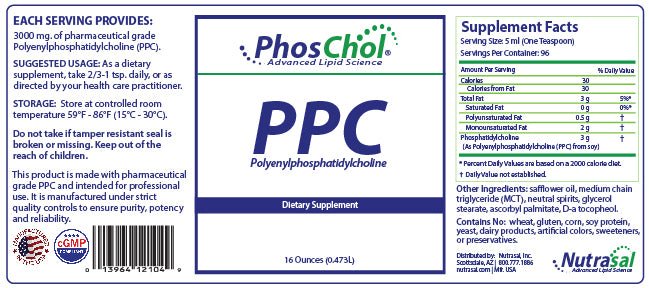PhosChol Liquid Concentrate - 16oz. Pharmaceutical Grade PPC - Nutrasal