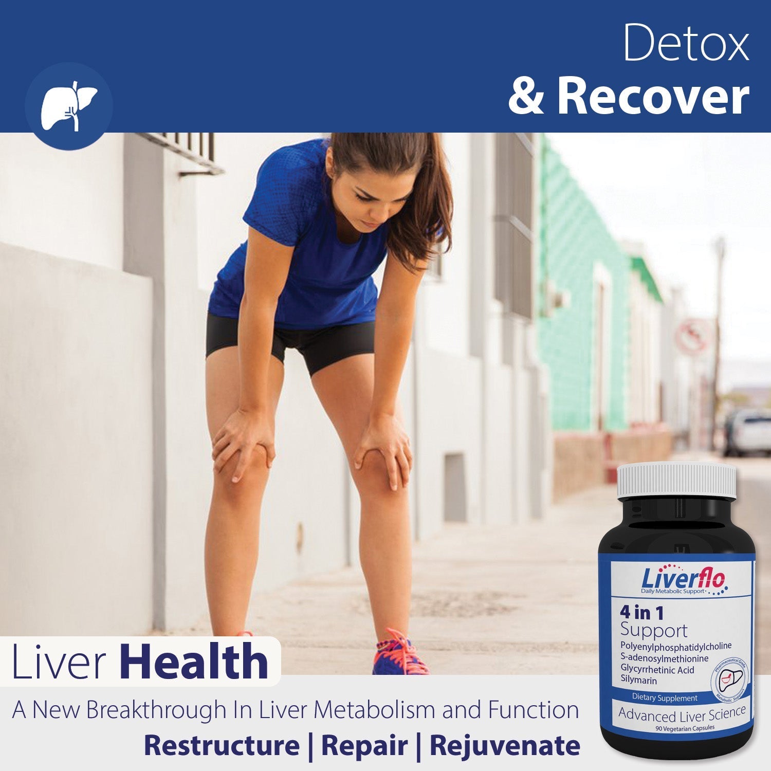 LiverFlo 4 in 1 Essentials with Liposomal B complex vitamins including 5 - MTHF, B12 as Methylcobalamin, Biotin, and L - Carnitine - Nutrasal