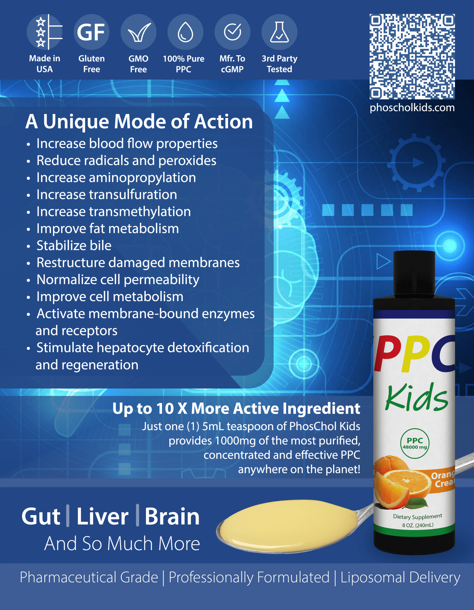 PhosChol PPC Kids Liposomal Orange Cream - Nutrasal